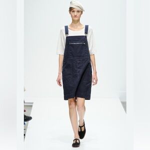 Casual Navy Denim Pinafore Dress - Women's